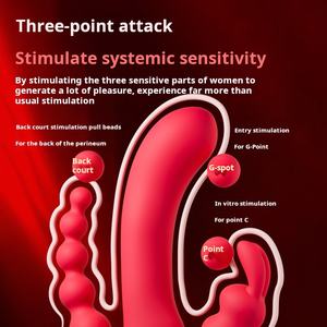 ウサギのトライデントバイブレーターは、リアマッサージャーを振動させて押します。女性挿入された性のおもちゃ。女性オナニー - Product Image 2
