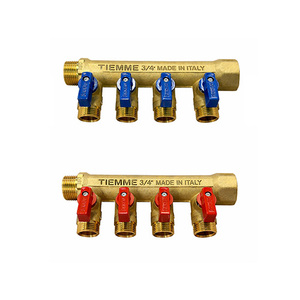 Collettore Tiemme da 3/4 di pollice con valvole a sfera a 4 vie per impianti idraulici - Product Image 1