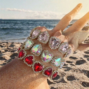 Bracelet en corde tressée avec zircon en forme de cœur, réglable, en cristal, pour femmes, cadeau tendance chrétien, bijoux RED ZION - Product Image 3