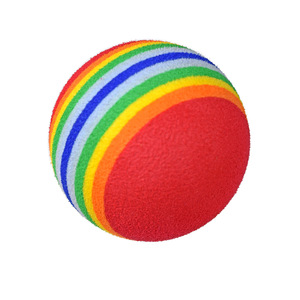 Venta al por mayor de pelotas de golf interactivas de esponja EVA amarillas y azules, pelotas de entrenamiento con sonajero para masticar en interiores - Product Image 1
