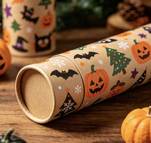 Biodegradable Custom Printed Paper <b>Tube</b>, Full Size Customizable Cylinder <b>Cardboard</b> Box for Halloween & Christmas Candy Packaging - Product Image 4