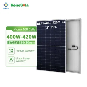 Renesola Solar Pannelli Fotovoltaici 400W 405W 410W 415W 420W Hoge Efficiëntie 108Mm P-Type Fotovoltaïsche Zonnecel Paneel