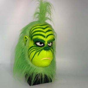 <b>Grinch</b> Christmas Mask and Gloves Set Green Furry Latex Mask & Plush Costume Accessories - Product Image 5