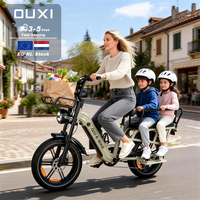 Vélo cargo électrique familial moderne OUXI Q10 750W, vélo utilitaire à cadre bas, porte-bagages intégré, double siège, vélo de livraison