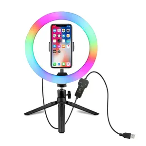 Mode und Professionelle 12 zoll LED RGB Ring Licht mit Stativ und Telefon Halter für YouTube Facebook Twitch Blogging