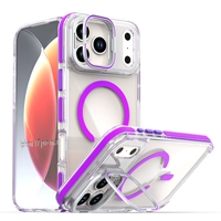 Coque de téléphone magnétique transparente avec béquille, boutons métalliques indépendants, protection antichoc pour iPhone 17 Pro iPhone 16 Pro Max
