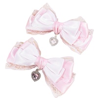 Nouvel accessoire pour cheveux de style coréen, nœud en dentelle fait main, inspiré de Lolita, avec pendentif cœur, doux et mignon pour femmes