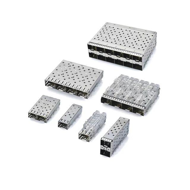 LECHUAN Custom Length Single Port SFP Cage Press Fit Module Fiber Optical Socket Heat Sink Connector Right Angle Network