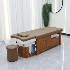 Lavacabezas de madera para peluquería con spa, cama de champú, baño de pies y gabinete de almacenamiento - Product Image 3