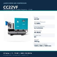 Compresseur d'air à vis laser 15-22 kW 16 bars PM VFD avec sécheur intégré, réservoir et filtration