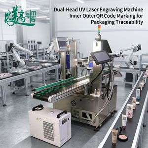 Machine de marquage laser UV à double tête pour codage simultané intérieur/extérieur de codes QR sur emballages cosmétiques, pour la traçabilité et la lutte contre la contrefaçon - Product Image 2