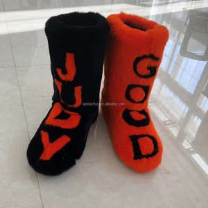 Sepatu bot tinggi wanita, sepatu bot musim dingin bulu kelinci asli - Product Image 2