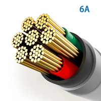 Cable de Carga Rápida USB-C a Tipo-C de 6A, con Conductor de Cobre Puro, Revestimiento de TPE y Blindaje Trenzado para Teléfonos Inteligentes, Gran Venta