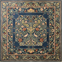 Tapis de Mahjong Vintage à Motif Floral Lapin 31,5 Pouces, Tapis de Table Antidérapant en Caoutchouc pour Mahjong, Poker, Dominos