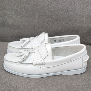 <span class=keywords><strong>Mocassins</strong></span> Rétro Unisexe Blancs en Cuir de Vachette Confortables et Résistants, Style Décontracté, Semelle Souple, Antidérapants pour Hommes, Idéaux pour l'Été - Product Image 2