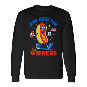 Camiseta de manga larga Just Here For The Wieners 4th Of July Hot Dog - Product Image 2