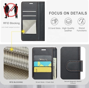 Étui portefeuille pour Samsung Galaxy A17 5G A16 4G avec blocage RFID, porte-cartes, béquille, antichoc, rabat et fermoir magnétique - Product Image 3