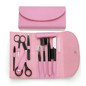 Beauty Tools 8-Stuks Wenkbrauw Schaar Potlood Borstel Trimmer Wenkbrauw Grooming Kit Met Lederen Tas