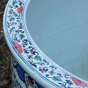 Chinois ancienne porcelaine bleu et blanc motif de fleurs fait à la main article décoratif Style Vintage Pot de poisson <span class=keywords><strong>extérieur</strong></span> balcon arbre réservoir - Product Image 4