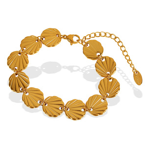 Gold Shell Earrings And Bracelet Set Women's Fashion Jewelry Party Zinc Alloy <b>Statement</b> Accessories - Product Image 5