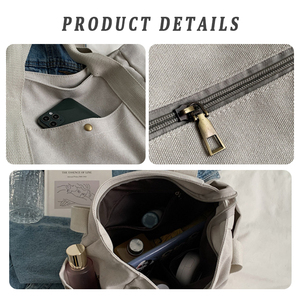 Simple Design Lady Casual Thick Canvas Tote <b>Bags</b> Plain White Reusable <b>Shopping</b> <b>Bag</b> Grocery Shoulder <b>Bag</b> - Product Image 3