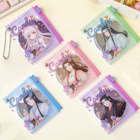 Pochette transparente en PVC avec fermeture éclair pour badges, style anime, porte-cartes photo Kpop, sac de rangement personnalisé pour badges de style japonais avec porte-clés