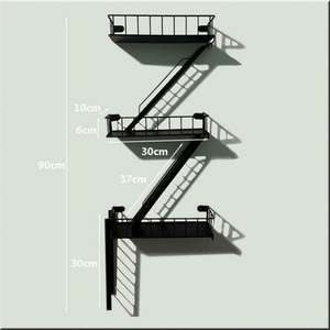Estantes Flotantes de Pared de Hierro Negro Rústico Vintage, Ajustables, de Tres Niveles, para Almacenamiento y Decoración en Cocina y Baño - Product Image 5