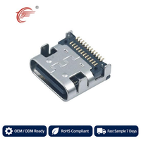 Vente directe d'usine TYPE-C USB 24 broches femelle LCP Noir Insertion Coque en acier inoxydable Hauteur 7,9 mm Emballage ruban SMT ROHS PCB 3A