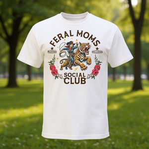 Camiseta Feral Moms Social Club de algodón para mujer, cuello redondo, manga corta, ropa informal - Product Image 3