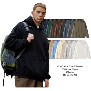 350gms มีฮู้ดผ้าฟลีซมีฮู้ดสำหรับผู้ชายทรงโอเวอร์ไซส์ปักโลโก้ได้ตามต้องการ - Product Image 2