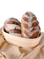 Lot de 3 paniers ovales en rotin 100 % naturel faits à la main pour la levée du pain au levain, écologiques, pour la cuisine domestique, compatibles four