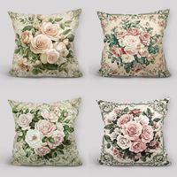 Housse de coussin de Noël vintage motif houx et baies, housse de coussin décorative rustique pour la maison