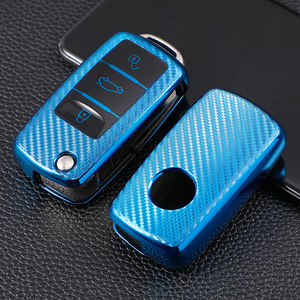 Funda Protectora de Fibra de Carbono TPU para Llaves de Coche Volkswagen Sagitar PASSAT CC Polo Skoda <span class=keywords><strong>VW</strong></span>, Llavero, Accesorio para Bolsa - Product Image 3