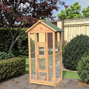 SDB002 <span class=keywords><strong>Volière</strong></span> en bois moderne de qualité assurée, mobilier d'extérieur pour animaux de compagnie, cages à oiseaux pour perruches avec support - Product Image 6