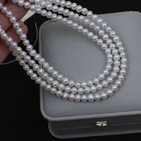 Perles de culture d'eau douce semi-finies, blanches naturelles, presque rondes, 5 mm, pour la fabrication de colliers, bracelets et bijoux