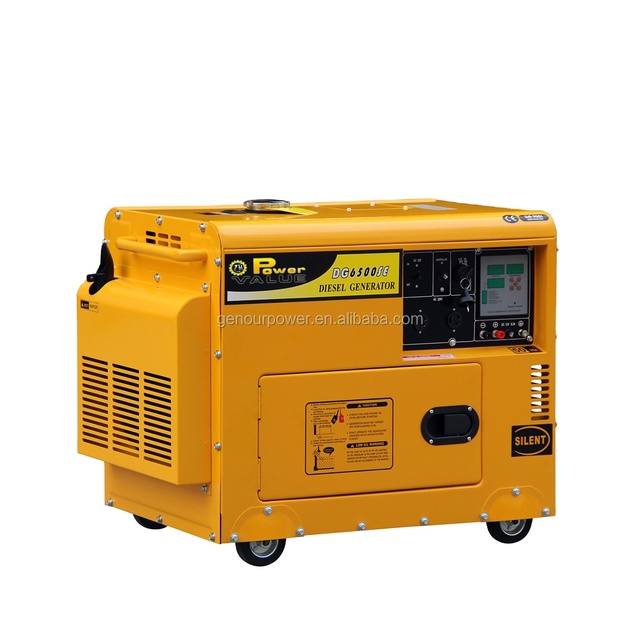 Electric Battery Diesel Generator 5 Kva AC Single Phase Recoil Start/electric Start 186F 12v 8a POWERVALUE 13.0/3600 5.5/5.5kw