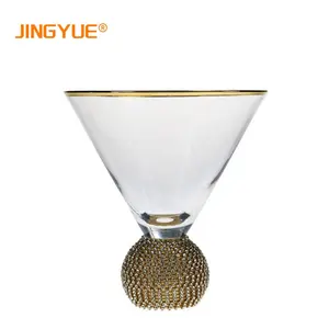 パーティーウェディングユニークゴールドリムクリスタルシャンパンワイングラスラグジュアリー350mlダイヤモンドボールベースガラスマティーニカクテルカップ