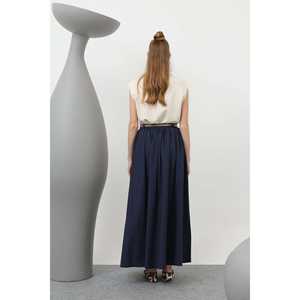 Elegante Falda Larga de Satén para Mujer con Cinturón, Cintura Natural, Ajuste Ajustable 20611ETK - Product Image 2