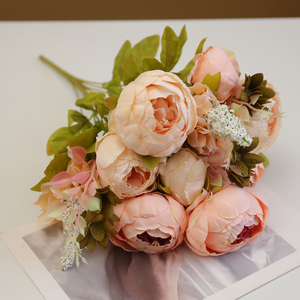 Bouquets de pivoines en stock, 13 têtes, fleurs artificielles en soie, pivoines artificielles vintage, arrangement floral, bouquet en stock - Product Image 2