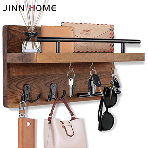 Portachiavi per <span class=keywords><strong>parete</strong></span> decorativo con 5 ganci portachiavi a <span class=keywords><strong>parete</strong></span> per <span class=keywords><strong>parete</strong></span> con Organizer per posta <span class=keywords><strong>in</strong></span> <span class=keywords><strong>legno</strong></span> con ripiano - Product Image 2