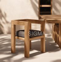 Tables et chaises de jardin en bois de teck, design moderne, luxe, populaires, pour l'extérieur.