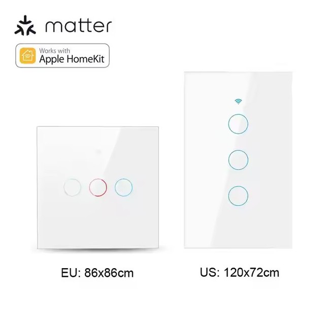 WIFI Matter Smart Switch Homekit US AU 10A ABS NFC Touch Switches 1 2 3 Gang Remote Voice Control Alexa Google No Neutral