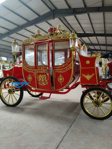 Carruaje de Caballos Rojo para Bodas Reales, Carruaje Turístico de la <span class=keywords><strong>Vieja</strong></span> Ciudad, Carruaje Clásico de <span class=keywords><strong>Cenicienta</strong></span>, Vagón Eléctrico en Venta - Product Image 4
