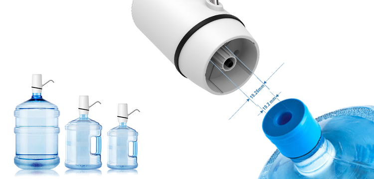 8W 2.4L/Min 1200mAh Water Bottle Pump Dispenser With Decorative Chamfer Top