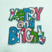 Écusson de vacances joyeux et lumineux personnalisé noël grandes lettres chenille serviette broderie fer sur patchs pour vêtements