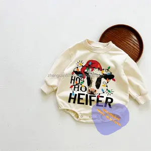 New Custom Kids Ho Ho Heifer Cow Printed Onesie Children's Long Sleeve Sweatshirt Toddler Bubble Romper