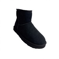 Bottes d'hiver classiques en cuir pour femmes, bottines à lacets, chaussures chaudes, doublure en laine épaisse, semelle intérieure EVA antidérapante confortable