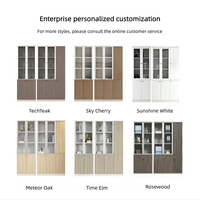 Armoire de classement de bureau en verre et bois de qualité E0, meuble de rangement multi-niveaux sur pied pour documents de bureau