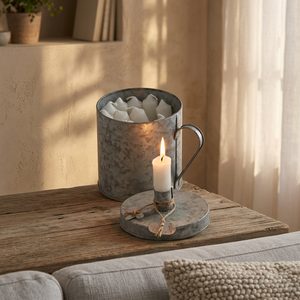 Porte-bougie décoratif en métal galvanisé en forme de cœur - Product Image 1