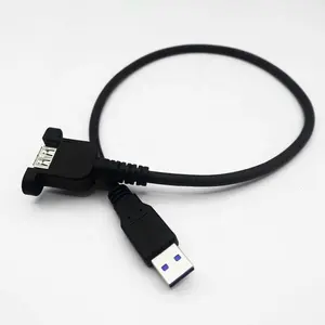 Custom Wholesale USB A Male To Female USB 3.0 USB3.0 Extension Cable With Ear With Panel Screw Mount